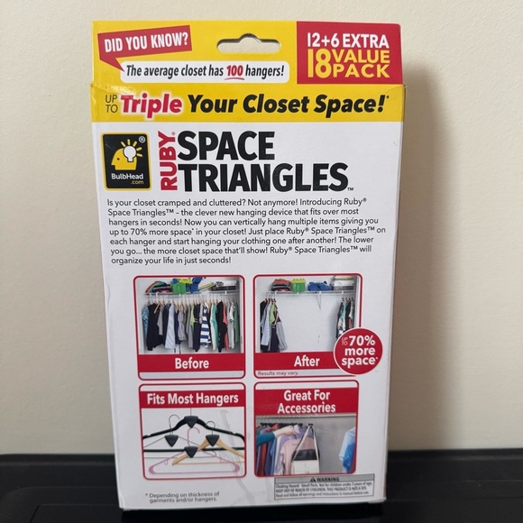 Ruby Space Saving Triangles 18-Piece Closet Storage Value Pack NEW in Box - Picture 2 of 2
